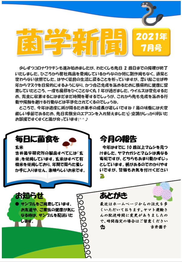 菌学新聞7月号アップしました！